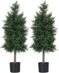 HOMCOM Arbori Topiari de Cedru Artificial, Set de 2 Plante Artificiale în Ghivece, Plante Decorative, 38x12.5x90 cm, Verde | Aosom Romania (830-819V00GN)