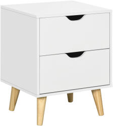 HOMCOM Noptieră masă de noapte cu 2 sertare, stil scandinav pentru dormitor, sufragerie, 40 x 35 x 50, 5 cm, alb | Aosom Romania (831-593V00WT)