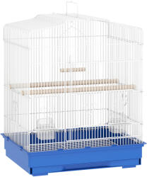 PawHut Colivie pentru Păsări Volieră din Oțel cu 2 Hrănitoare 2 Bare Leagăn și Tavă Detașabilă Mâner 46, 5x36x59 cm Albastru | Aosom Romania (D10-018V03BU)