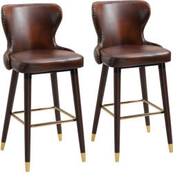 HOMCOM Set 2 scaune bar, stil industrial, 52x53x101cm, maro HOMCOM | Aosom Romania (835-199)