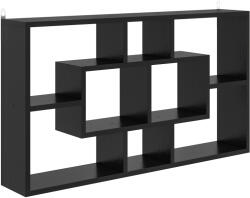 HOMCOM Etajeră de Perete cu 8 Compartimente, 85 x 14, 5 x 47, 5 cm, Lemn, Negru | Aosom Romania (830-234V00BK) Raft