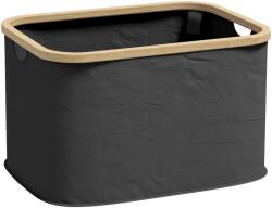 HOMCOM Coș Pliabil pentru Rufe de 36L cu Mânere, Coș pentru Rufe din Bambus și Poliester, 44, 3x33, 3x26, 5 cm, Negru | Aosom Romania (850-319V00BK)