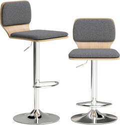 HOMCOM Set de 2 scaune de bar scaune de bar reglabile pe înălțime spătar suport pentru picioare rotative 360° 41x47, 5x81-102cm gri | Aosom Romania (83A-433V00GY)