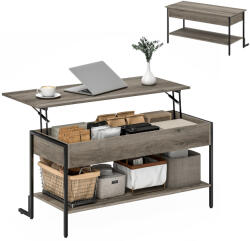 HomCom Masa de cafea cu blat rabatabil, masă de salon cu compartiment ascuns și raft deschis, 95x40x59cm, gri | Aosom Romania (83B-389V00LG) Masa de cafea