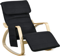 HOMCOM Fotoliu de relaxare cu leagăn fotoliu de relaxare cu suport de picioare reglabil, buzunar lateral și suport pentru cap, negru | Aosom Romania (833-131V00BK) Balansoar