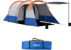 Outsunny Cort de Camping pentru 2-3 Persoane Impermeabil cu 2 Zone și 3 Intrări, 420x200x150 cm, Portocaliu | Aosom Romania (A20-425V00OG) Cort