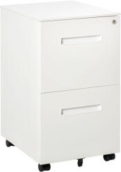 Vinsetto Dulap Birou Mobil, cu sertare, Organizator Documente cu Blocare, Oțel, 39x48x67cm, Alb | Aosom Romania (924-032WT) Dulap arhivare