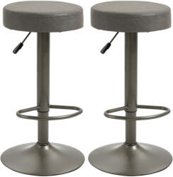 HOMCOM Scaune de Bar, 2 piese, Pivotante Reglabile, Suportă până la 120 kg, Design Modern, Culoare Gri, 35x36x64-85 cm | Aosom România (835-719V00CG)