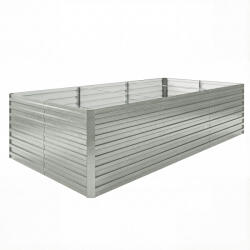 Outsunny Jardineră exterioară, jardineră ridicată galvanizată cu bordură de siguranță și fund deschis 240 x 120 x 60 cm gri argintiu | Aosom Romania (84H-209V02GY)