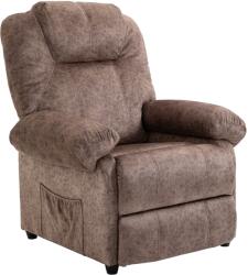 HOMCOM Fotoliu Relax Inclinabil Manual din Material textil, Fotoliu reclinabil cu Suport pentru Picioare Extensibila si Buzunar Lateral, Maro (839-339BN)