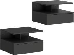 HOMCOM Set de 2 Noptiere Suspendate cu Sertar și Raft Deschis, 35x32x22.5 cm, Negru | Aosom Romania (831-338V85BK)