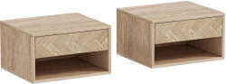 HOMCOM Set de 2 Noptiere Suspendate cu Sertar și Compartiment 37x32x21 cm Lemn Natural | Aosom Romania (831-630V81ND)