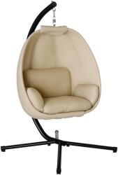 Outsunny Fotoliu suspendat, Scaun leagăn în formă de ou cu pernă moale, potrivit pentru interior și exterior, 125L x 95L x 170Î cm, Khaki | Aosom Romania (84A-253)