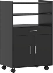 HomCom Dulap pentru Cuptorul cu Microunde cu Roți, Bufet de Bucătărie cu Sertar, Blat pentru Aparate, Dulap cu 2 Uși, Raft Retractabil și Raft Deschis, Cărucior de Bucătărie pentru Sufragerie, 59x40x92cm, Ne