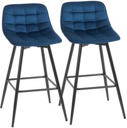 HOMCOM Set 2 Scaune Înalte în Stil Nordic cu Spătar și Suport pentru Picioare, 45x47x88 cm, Albastru | Aosom Romania (835-271BU)