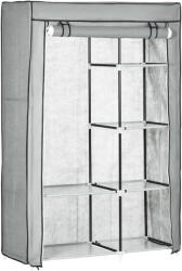 HOMCOM Dulap Modular din Oțel și PP, Organizator cu 6 Rafturi Deschise, 1 Cuier și Ușă, 103x43x162.5 cm, Gri | Aosom Romania (850-213V00LG) Garderoba
