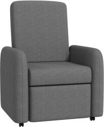 HOMCOM Fotoliu Reglabil Manual cu Suport pentru Picioare și 4 Rotile Tapițat cu Material Textil, 76x78, 5x102 cm, Gri | Aosom Romania (83B-047V80GY)