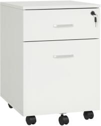 Vinsetto Dulap cu sertare, cu 2 Sertare și 5 Roti, Fiset Birou cu Încuietoare, Design Modern, Culoare Lemn | Aosom Romania (924-017WT) Dulap arhivare