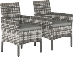 Outsunny Set de 2 Scaune de Grădină din Ratan, Scaune de Exterior cu Perne, Cotiere și Spătar Înalt, Cadru din Oțel pentru Verandă, Balcon, Lângă Piscină și Grădină, Gri | Aosom Romania (860-425V00GY)
