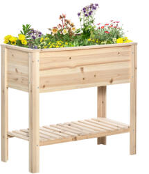 Outsunny Jardiniera sur pieds potager cu etajere din lamele 90 x 40 x 81 cm inserții de irigare, geotextil inclus lemn masiv | Aosom Romania (845-587V00ND)