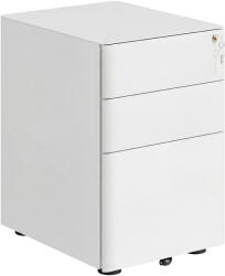 Vinsetto Fiset Metalic cu 3 Sertare și Sistem de Blocare, Mobilier de Birou pe Roti, 39x48x59cm, Design Compact, Alb | Aosom Romania (924-006WT) Dulap arhivare