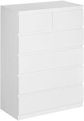 HOMCOM Comodă, Dulap de Depozitare cu 6 Sertare pentru Dormitor, Living, 80x39x115 cm, Alb | Aosom Romania (831-566WT) Comoda