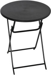 Outsunny Masă de Grădină Rotundă, Pliabilă, pentru 2 Persoane, Efect Lemn, Oțel+Plastic, Gri Închis, 60 x 60 x 73 cm | Aosom Romania (84G-006V00CG)