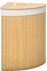 HOMCOM Coș de Rufe din Bambus cu Capac, Design Triunghiular Economisitor de Spațiu, 38x38x57 cm, Culoare Lemn | Aosom Romania (850-218V00ND)