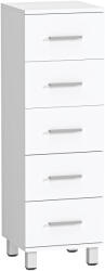 HomCom Comodă Slim cu 5 Sertare, Comodă Modernă pentru Baie, Dormitor sau Bucătărie, 30x30x95 cm, Alb | Aosom Romania (834-906V90WT)