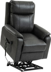 HOMCOM Fotoliu cu ridicare și relaxare pentru seniori, fotoliu electric cu lift din piele ecologică cu dublu motor, perne cu arc, Negru | Aosom Romania (713-205V90BK)