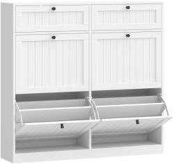 HomCom Dulap pentru pantofi 20 perechi, dulap îngust cu 4 sertare rabatabile, 2 compartimente, alb | Aosom Romania (837-720V80WT) Pantofar