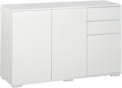 HOMCOM Bufet de depozitare 2 sertare glisante 3 uși poliță reglabilă panouri aglomerate 117 x 36 x 74 cm alb | Aosom Romania (838-077WT) Comoda