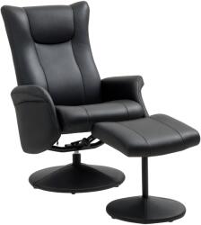 HOMCOM Fotoliu cu Fotoliu, Aspect de piele, Rotativ, Spate reglabil, pana la 150 kg, Negru | Aosom Romania (83B-098V00BK)