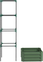 Outsunny Jardinieră cu spalier reglabil, ladă de flori cu cușcă pentru roșii din oțel galvanizat 61 x 61 x 187 cm verde | Aosom Romania (84H-062V01GN)