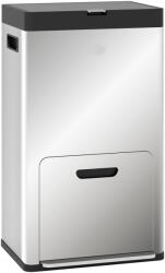 HomCom Coș de Gunoi cu 3 Compartimente de 56L, Pedală și Închidere Silențioasă, 45, 7x35, 8x76 cm, Argintiu | Aosom Romania (851-042V00SR) Cos de gunoi