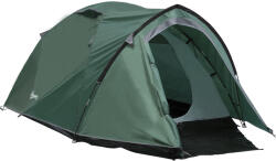 Outsunny cort de camping pentru 2 persoane, orificii din plasă, cârlig pentru lampă, geantă de transport, gri+galben | Aosom Romania (A20-174GY) Cort
