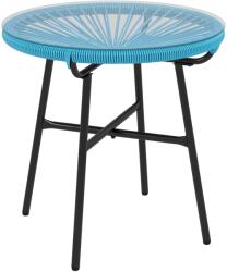 Outsunny Masă de cafea rotundă de grădină din rășină imitând rattanul metal și blat sticlă temperată Ø 50 x 50H cm | Aosom Romania (867-118V00BU)