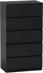HOMCOM Comodă cu 5 Sertare din Lemn, pentru Dormitor, Design Modern și Multifuncțional, 55x34x100 cm, Negru | Aosom Romania (831-337V82BK) Comoda