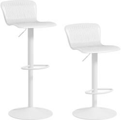 HOMCOM Set 2 Scaune de Bar cu Spătar Ergonomic, Suport pentru Picioare și Șezut Rotativ, 38, 5x40x76, 5-97, 5 cm, Alb | Aosom Romania (83A-159V00WT)
