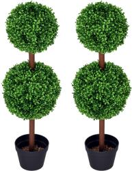 HOMCOM Set de 2 arbori buxus artificial cu dublă mingi cu trunchi și ghiveci inclus - înălțime 90 cm verde | Aosom Romania (830-707V01GN)