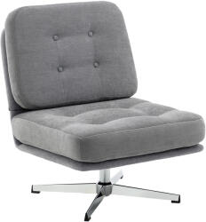 HOMCOM Scaun de accent rotativ, fotoliu de lectură căptușit cu chenille, șezut lat, șezut cu arcuri și picioare metalice, Gri deschis | Aosom Romania (83B-714V00LG)