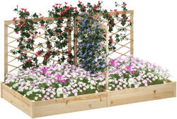 Outsunny Jardiniere cu 3 trelișe modulabile, bazin de flori din lemn pentru balcon terasă patio, 222x114x109 cm efect lemn natural | Aosom Romania (84H-318V00ND)