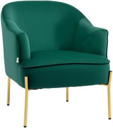HOMCOM Fotoliu dormitor din material textil cu efect catifea cu picioare din otel auriu, 62x69x75 cm, verde HOMCOM | Aosom Romania (839-656V00GN)