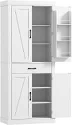 HOMCOM Dulap de bucătărie în stil country cu 2 dulapuri, 6 rafturi și un sertar, din lemn, 76x39, 5x183, 5 cm, alb | Aosom Romania (83A-371V81WT) Comoda