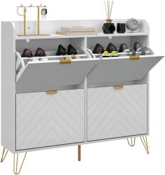 HomCom Dulap pentru încălțăminte 4 abtibilduri, cu raft reglabil, depozitare încălțăminte 106 x 24 x 102 cm, alb | Aosom Romania (837-444V80WT) Pantofar