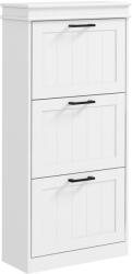 HomCom Dulap Spațios pentru Pantofi cu 3 Sertare Rabatabile pentru 15 Perechi de Pantofi, 54x24x117, 5 cm, Alb | Aosom Romania (837-418V80WT) Pantofar