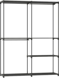 HOMCOM Dulap de Haine cu 2 Bare și 4 Rafturi, din Material Non-Țesut, Plastic și Oțel, 142x43x185 cm, Negru | Aosom Romania (850-360V00BK) Garderoba