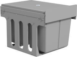 HomCom Coș de gunoi extractibil sub chiuvetă cu 3 containere Capacitate totală 31L (15L+8Lx2) Montare inferioară Gri deschis | Aosom Romania (851-075V01LG) Cos de gunoi