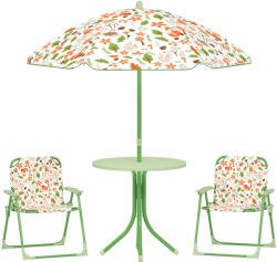 AIYAPLAY Set de Mobilier de Grădină din 4 Piese cu Masă, Scaune și Umbrelă de Soare Reglabilă, 50xΦ49, 5 cm, Verde | Aosom Romania (3E3-006V00GN)