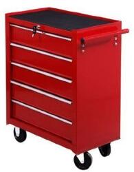 HomCom Cărucior Mobil pentru Atelier cu Sertare, Organizator Ustensile, Roșu, 67.5x33x77cm | Aosom Romania (E2-0004)
